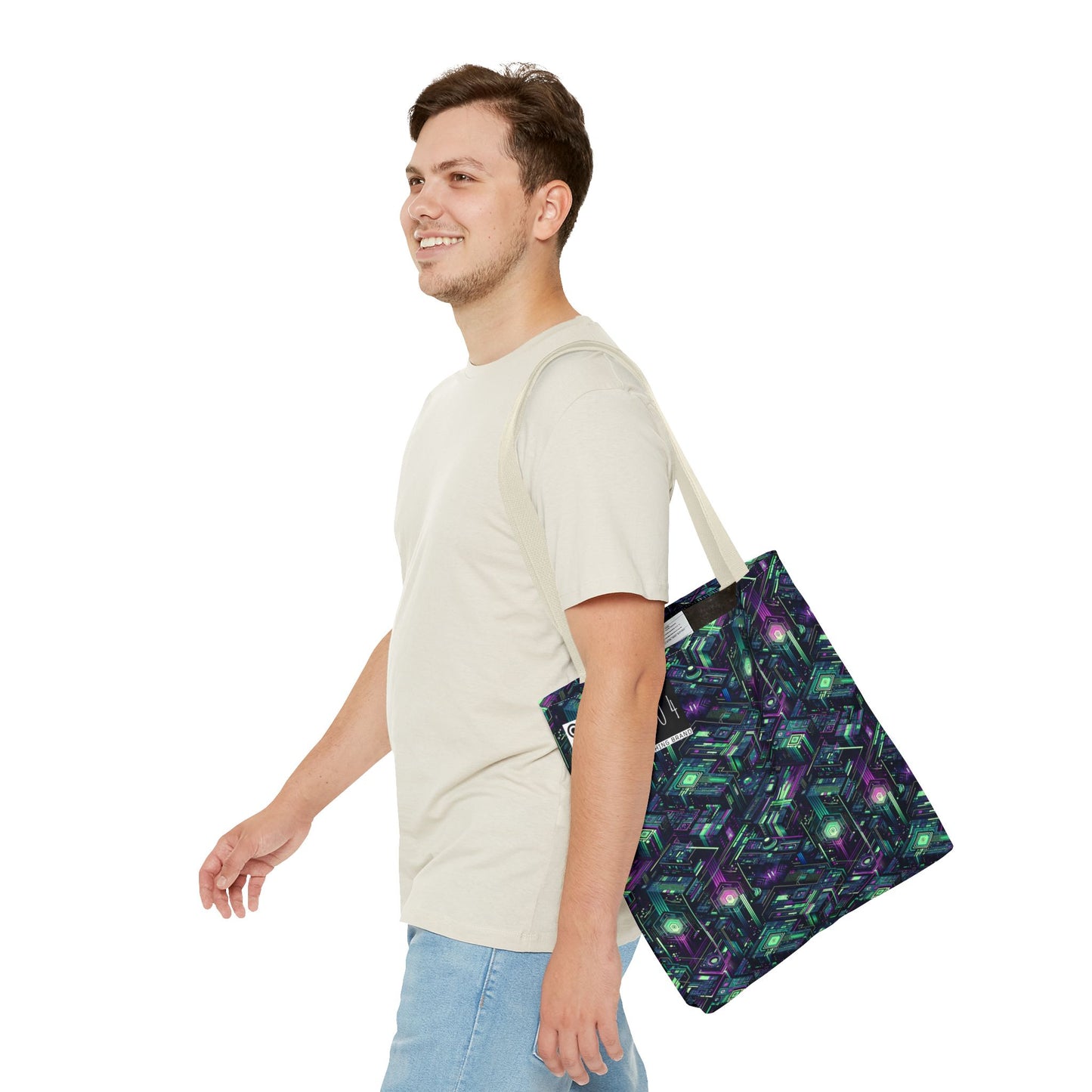 Tech Noir Aesthetics Tech-Forward Urban Dystopia Tote Bag - 8404 Design-43