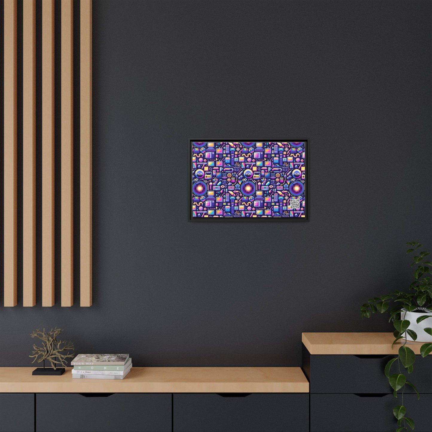Digital Nostalgia Modern Retro Fusion Matte Canvas, Framed (multi-Color) - 8404 Design-64 B