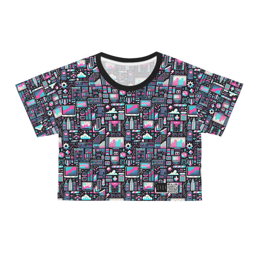 Digital Rebellion Youthful Streetwear with a Rebellious Digital Twist Crop Tee - 8404 Design-71