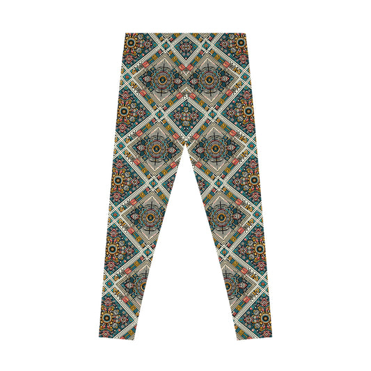 Cultural Fusion Tech Blend of Cultural Heritage With Tech-Inspired Elements Stretch Leggings - 8404 Design-64