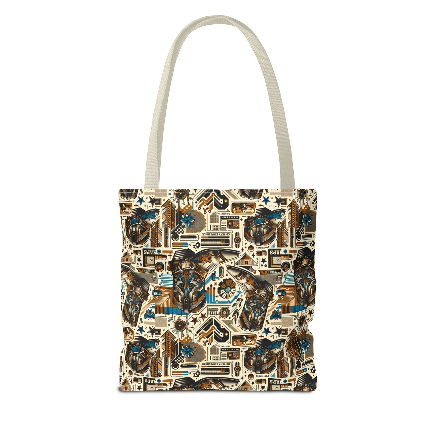 Digital Cowboy Chic Tech-Infused Western Fusion Tote Bag - 8404 Design-45