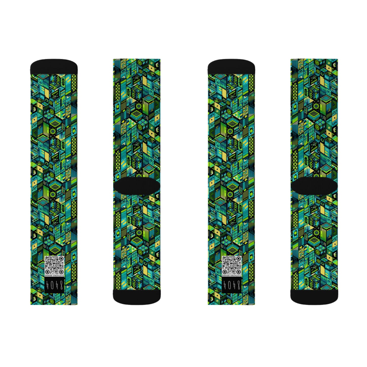 Tech-Infused Neon Tech-Forward Streetwear Sublimation Socks - 8404 Design-61