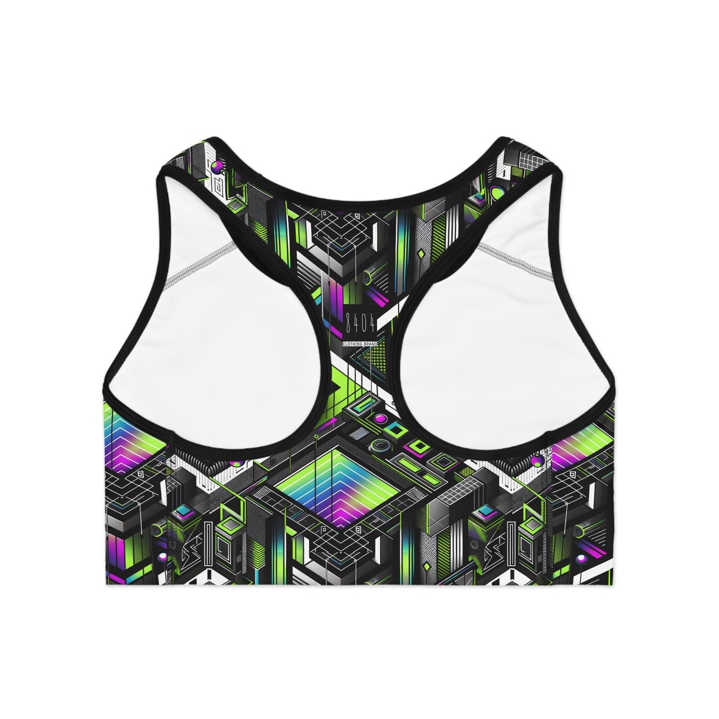 Retro Futurism Graphics Tech-Forward Streetwear Sports Bra - 8404 Design-52