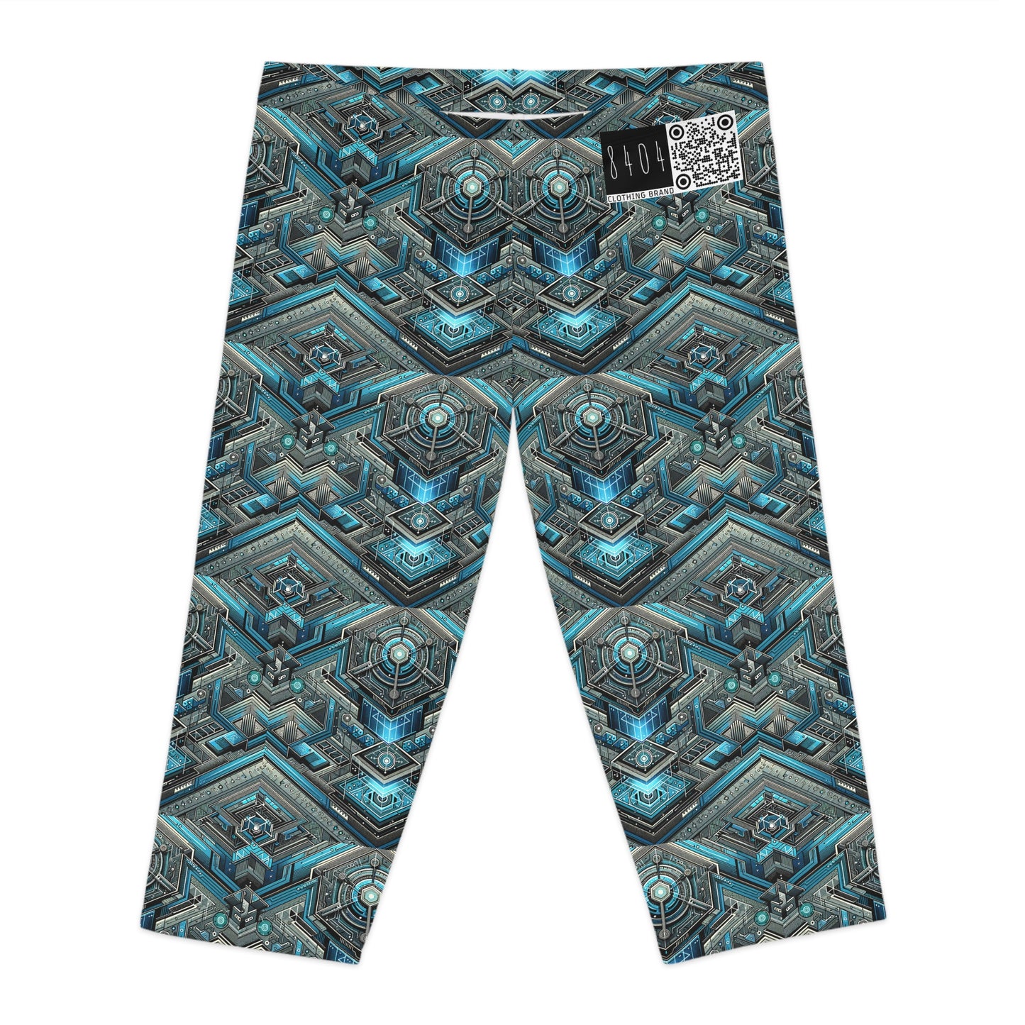 Tech-Infused Futurism Sleek Tech Edge Women's Capri Leggings - 8404 Design-49