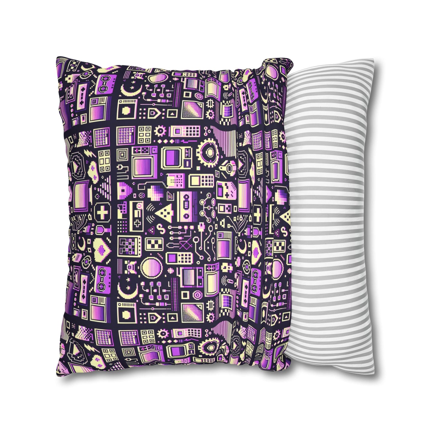 Digital Nostalgia Remix Modern Vintage Fusion Faux Suede Square Pillowcase - 8404 Design-54