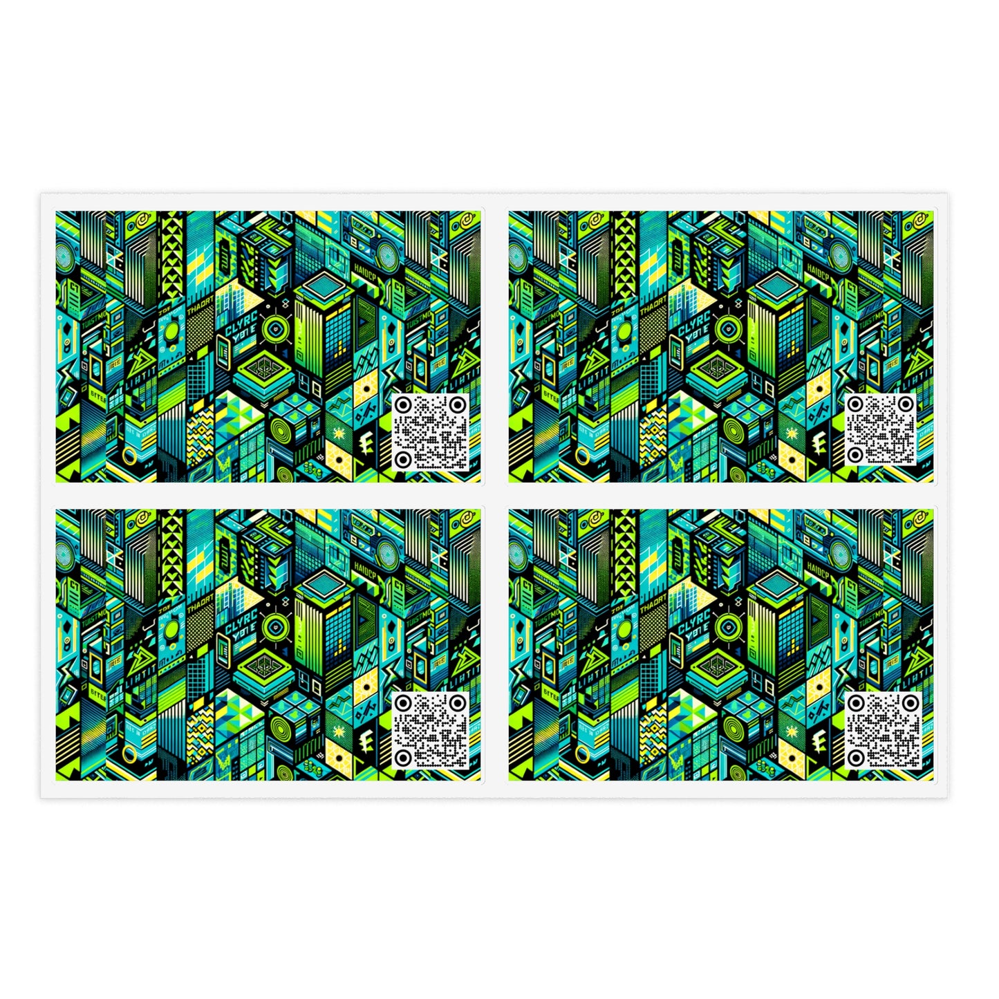 Tech-Infused Neon Tech-Forward Streetwear Sticker Sheets - 8404 Design-61