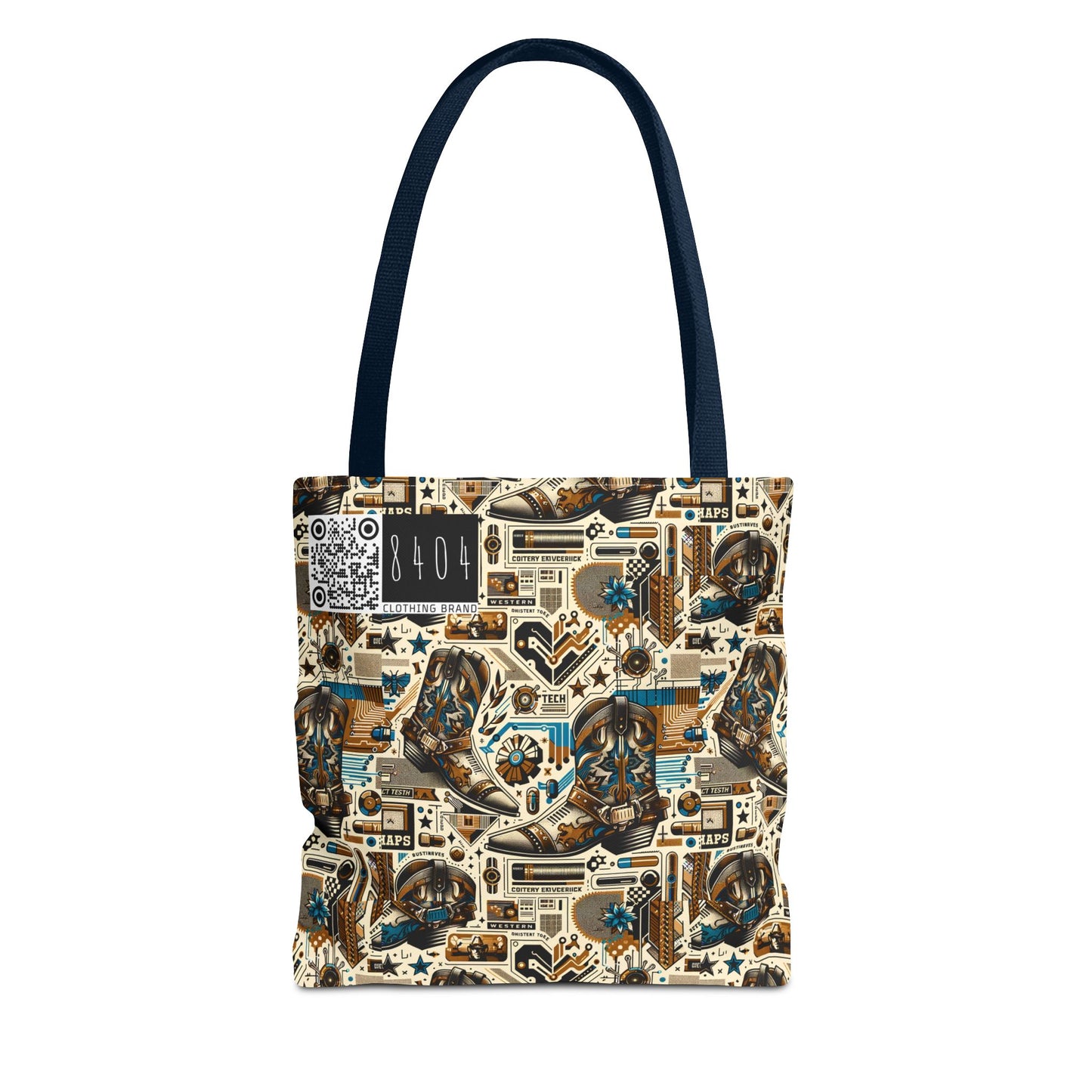 Digital Cowboy Chic Tech-Infused Western Fusion Tote Bag - 8404 Design-45
