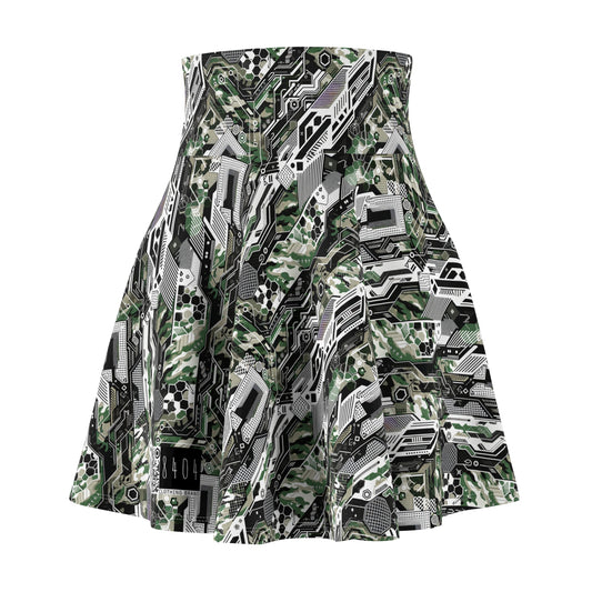 Tech Camo Fusion Tech-Forward Streetwear With a Futuristic Edge Women's Skater Skirt - 8404 Design-46