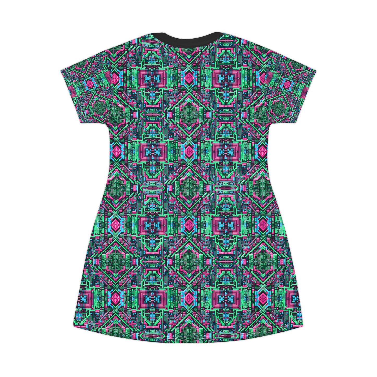 Digital Glitch Vibes Tech-Inspired Streetwear T-Shirt Dress - 8404 Design-71