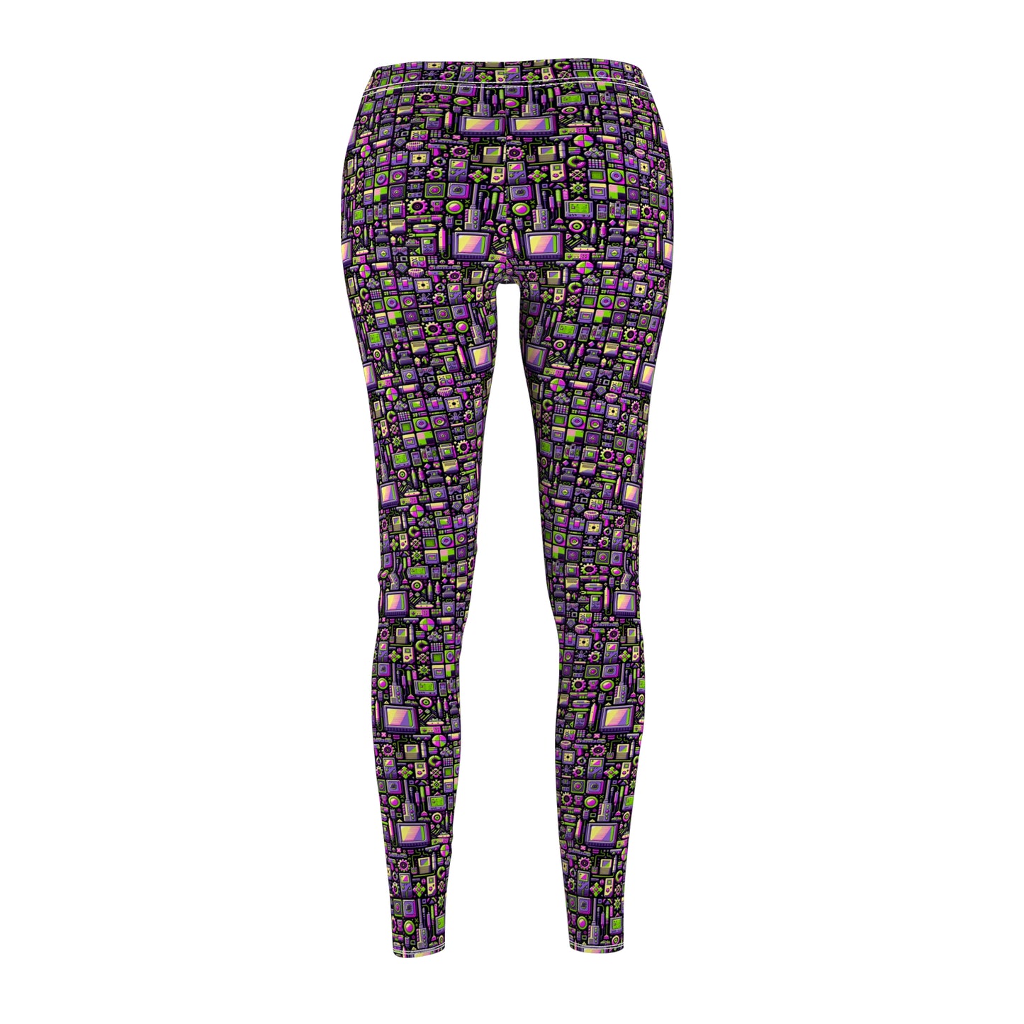 Digital Nostalgia Remix Modern Vintage Fusion Women's Cut & Sew Casual Leggings - 8404 Design-67