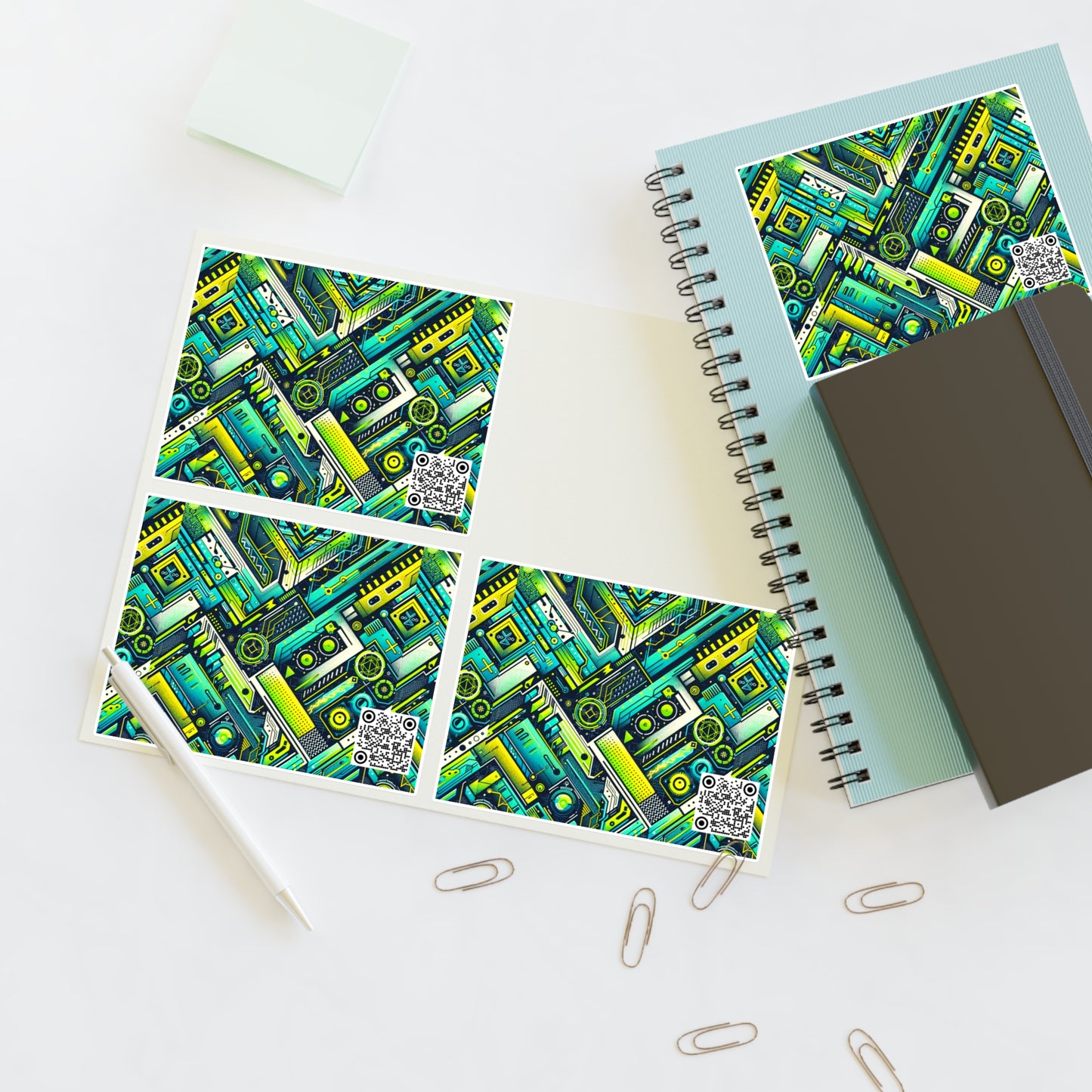 Tech-Infused Neon Tech-Forward Streetwear Sticker Sheets - 8404 Design-52