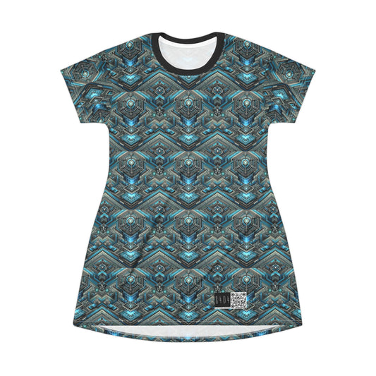 Tech-Infused Futurism Sleek Tech Edge T-Shirt Dress - 8404 Design-49