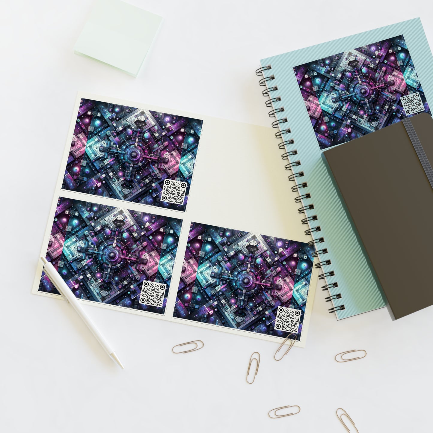 Galactic Hues Tech-Forward Cosmic Fusion Sticker Sheets - 8404 Design-54