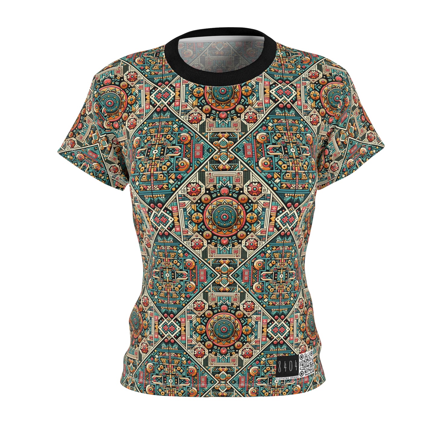 Cultural Fusion Tech Blend of Cultural Heritage With Tech-Inspired Elements Women's Cut & Sew Tee - 8404 Design-74