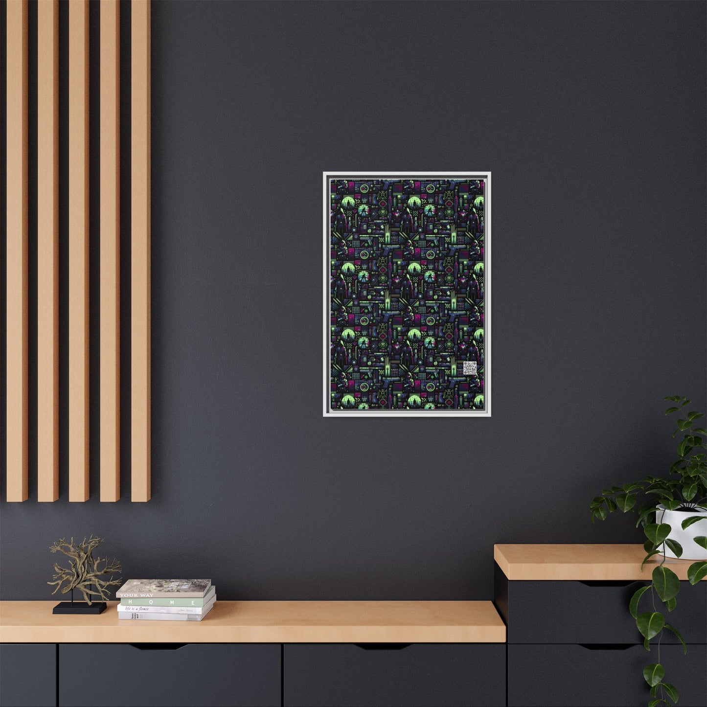 Tech Noir Futuristic Cyberpunk Matte Canvas, Framed (multi-Color) - 8404 Design-63 A