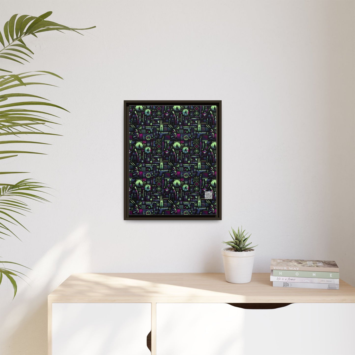 Tech Noir Futuristic Cyberpunk Matte Canvas, Framed (multi-Color) - 8404 Design-63 A