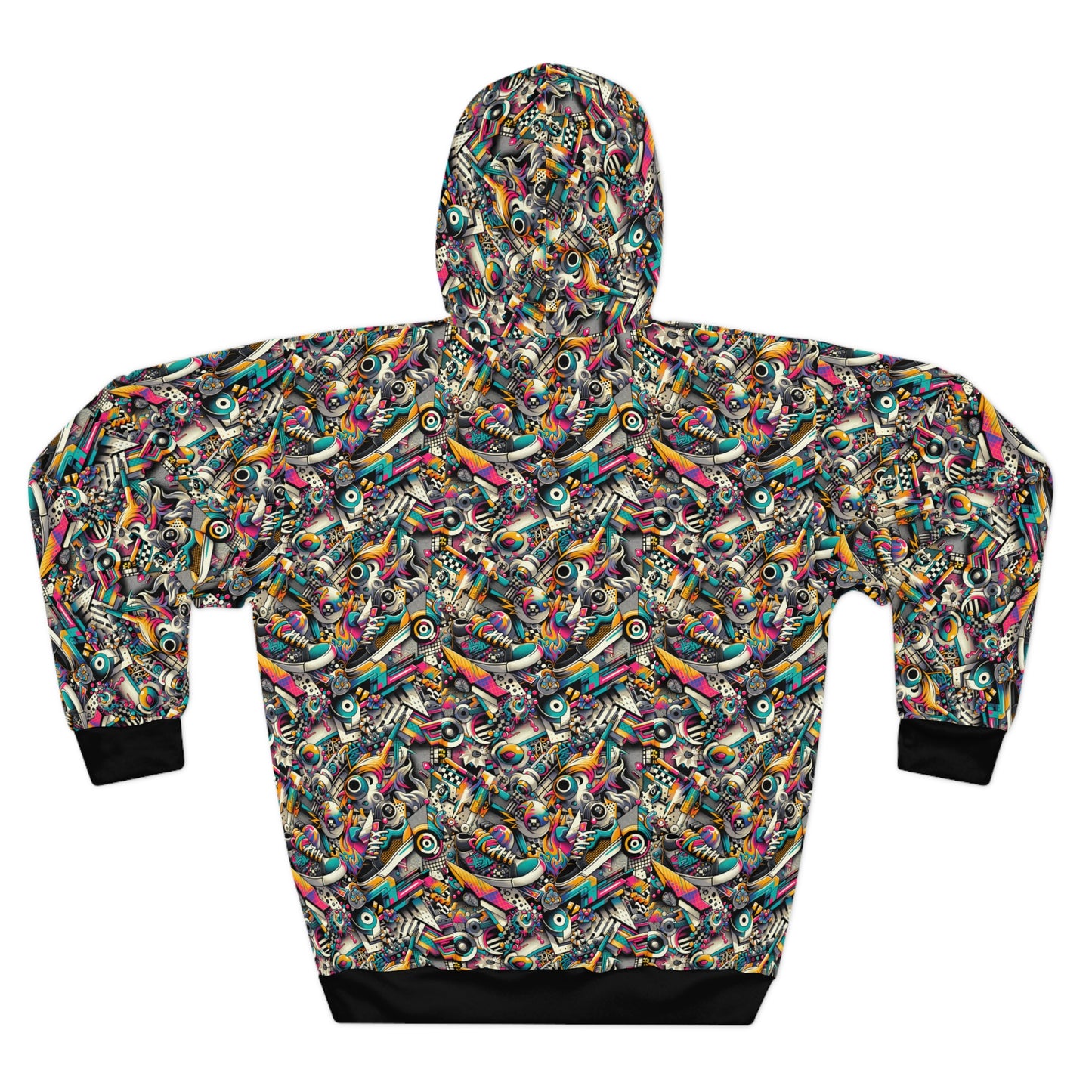 Urban Graffiti Fusion Eclectic Street Art Meets Modern Tech Culture Pullover Hoodie - 8404 Design-55