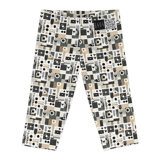Elevated Athleisure Modern Sophistication With Sporty Elements Women's Capri Leggings - 8404 Design-57