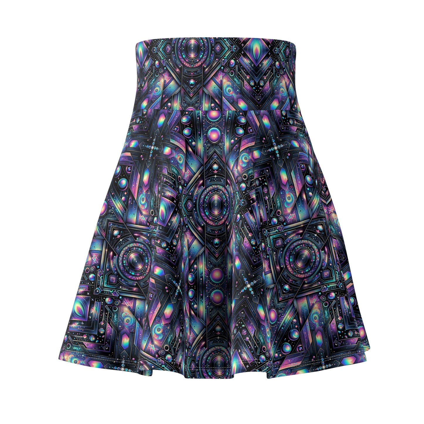 Galactic Hues Tech-Forward Cosmic Fusion Women's Skater Skirt - 8404 Design-58