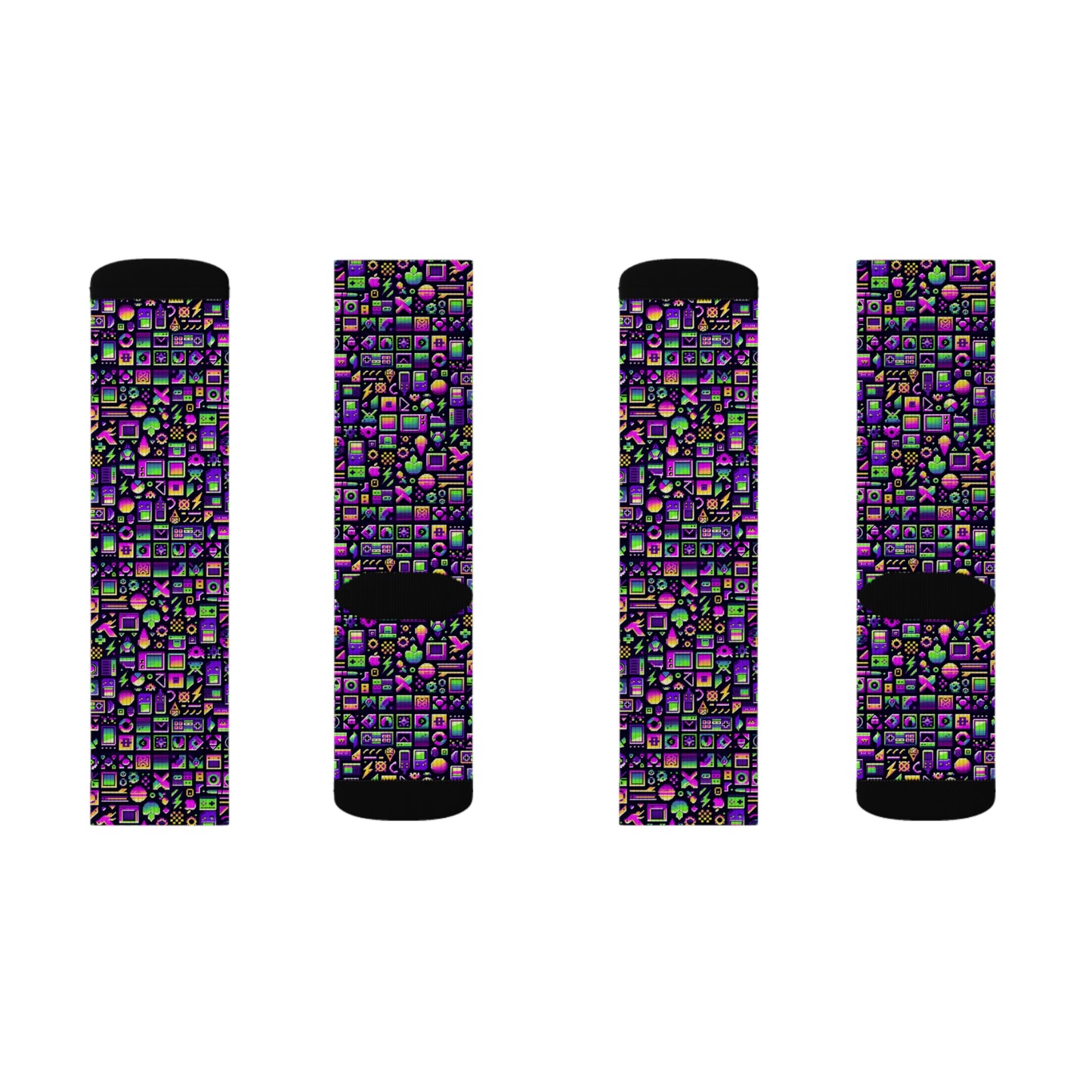 Digital Nostalgia Remix Modern Vintage Fusion Sublimation Socks - 8404 Design-49