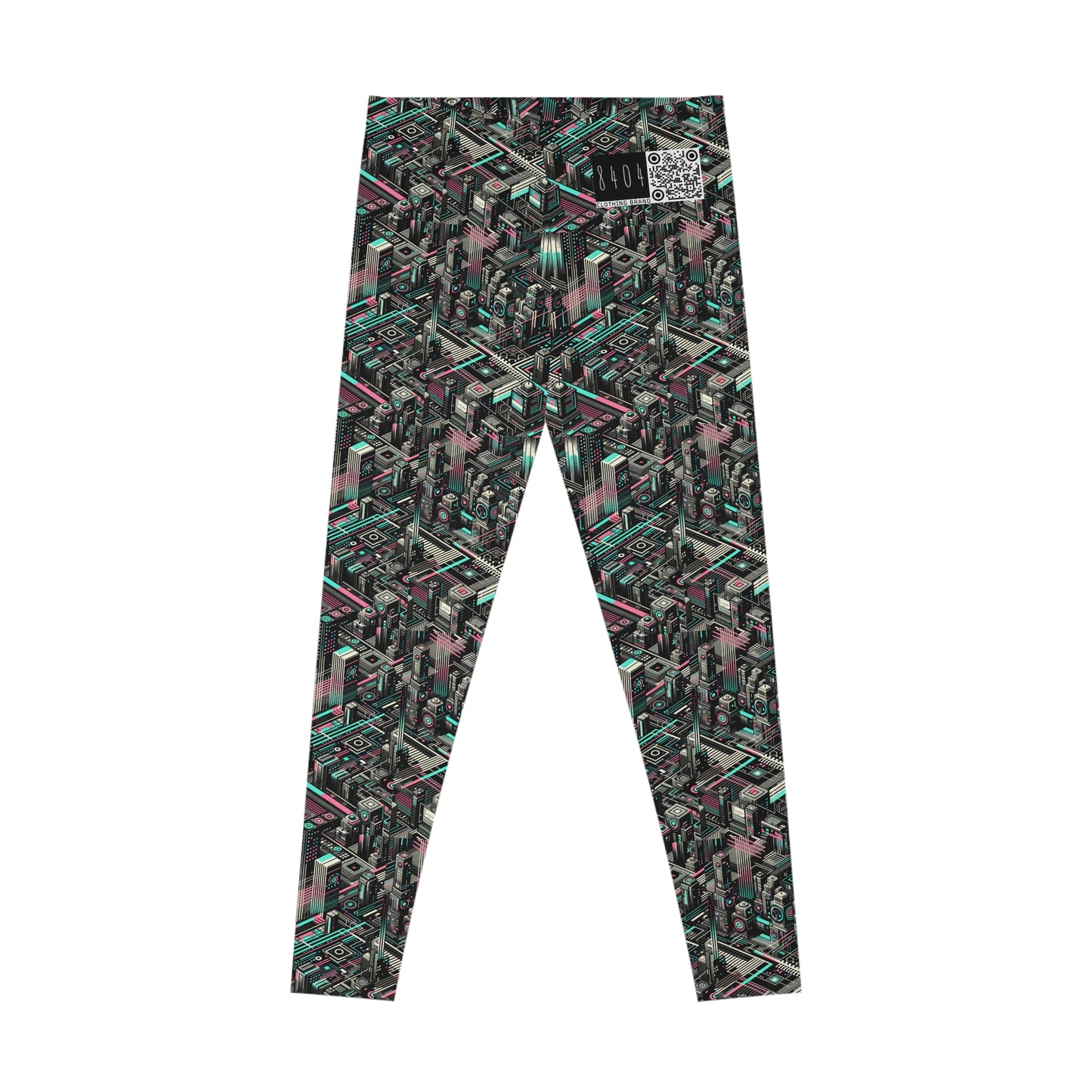 Digital Dreamland Tech-Inspired Streetwear Stretch Leggings - 8404 Design-51