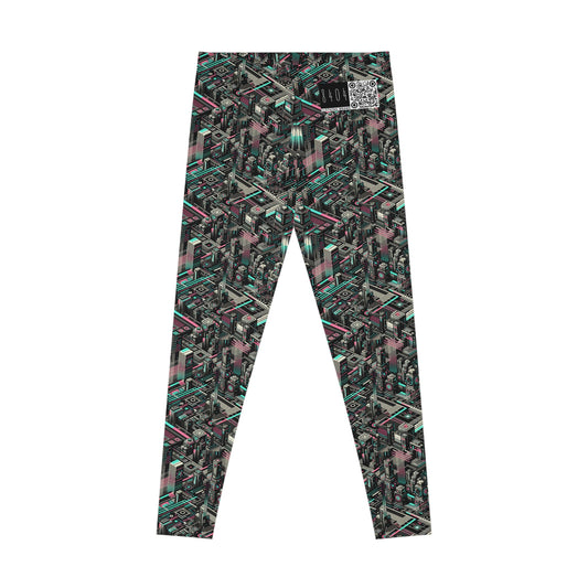 Digital Dreamland Tech-Inspired Streetwear Stretch Leggings - 8404 Design-51