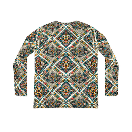 Cultural Fusion Tech Blend of Cultural Heritage With Tech-Inspired Elements Women's Long Sleeve V-Neck Shirt - 8404 Design-64
