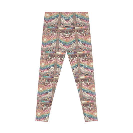 Digital Dreamland Whimsical and Nostalgic Streetwear With a Digital Twist Stretch Leggings - 8404 Design-56