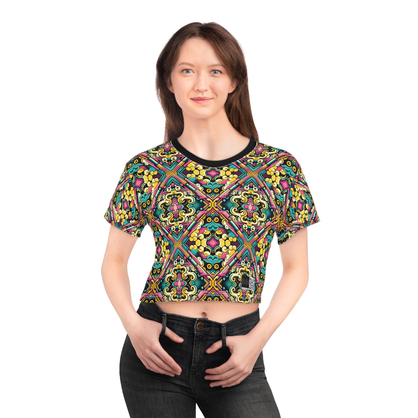 Neon Pop Art Revival Pop Culture Retro Crop Tee - 8404 Design-59