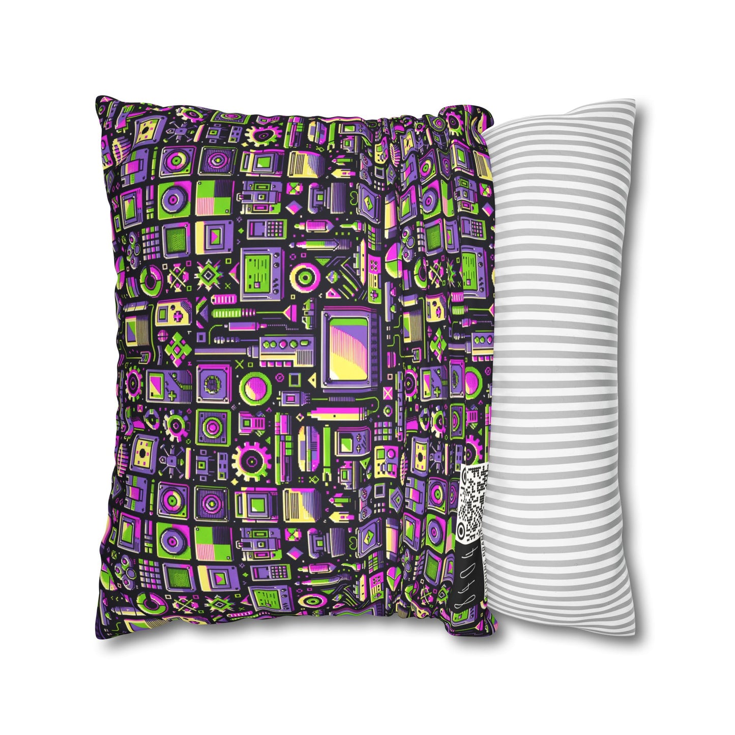 Digital Nostalgia Remix Modern Vintage Fusion Faux Suede Square Pillowcase - 8404 Design-67