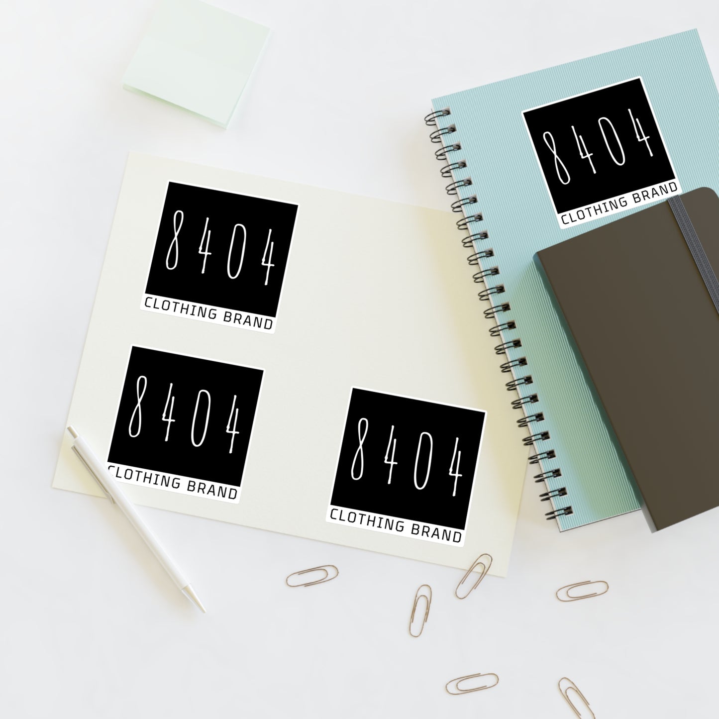 8404 Logo Sticker Sheets - Holographic, Transparent, or White - 6 In. X 4 In. or 11 In. X 8.5 In. - 1 Sheet of 4 Stickers