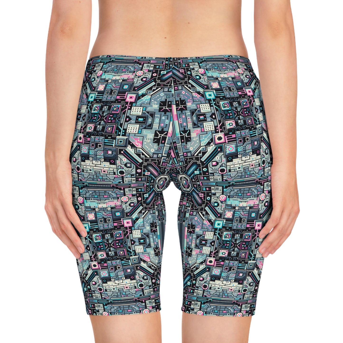 Digital Renaissance Tech-Forward Maximalism Women's Bike Shorts - 8404 Design-44