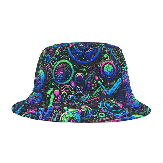 Tech-Infused Neon Tech-Forward Streetwear Bucket Hat - 8404 Design-31