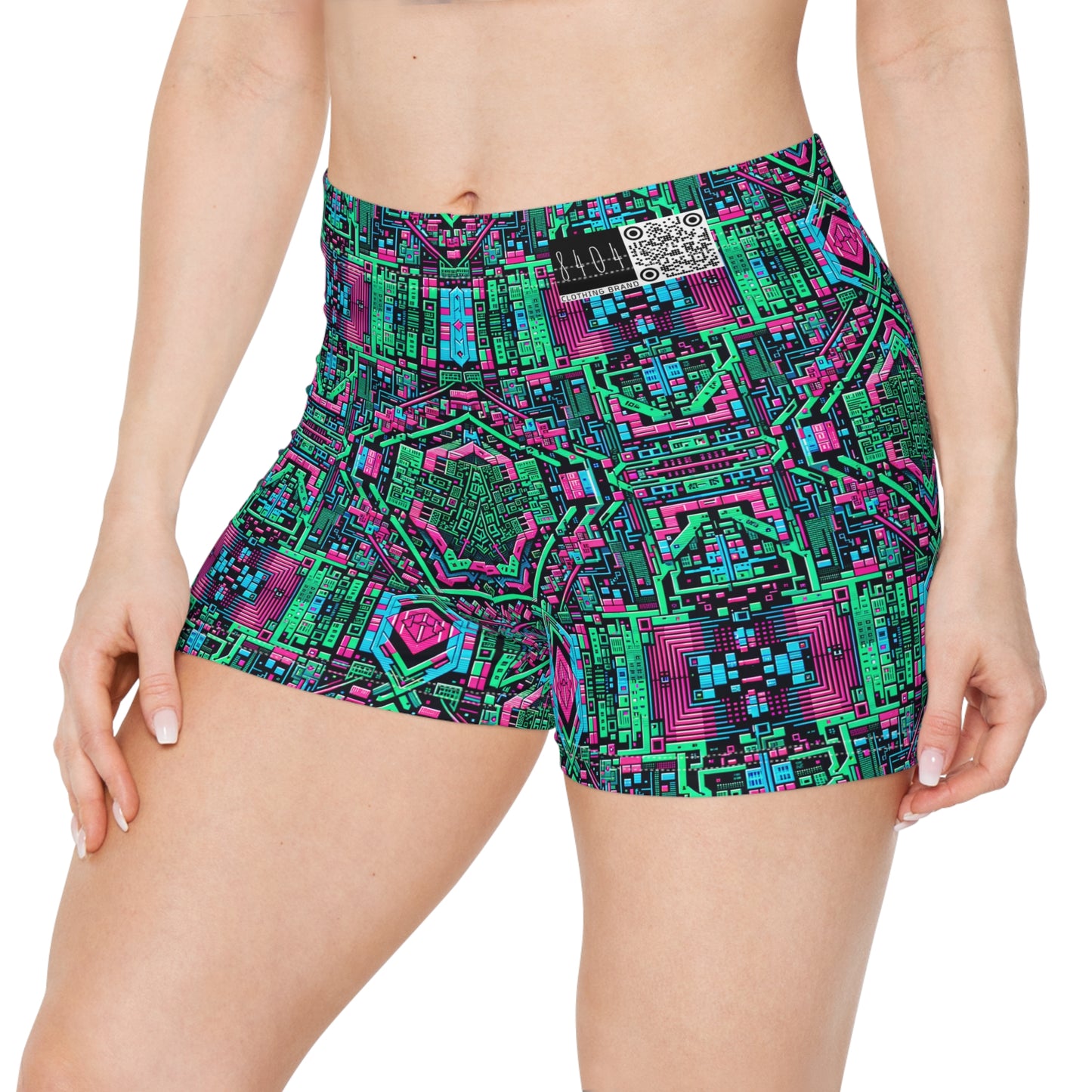 Digital Glitch Vibes Tech-Inspired Streetwear Women's Shorts - 8404 Design-71