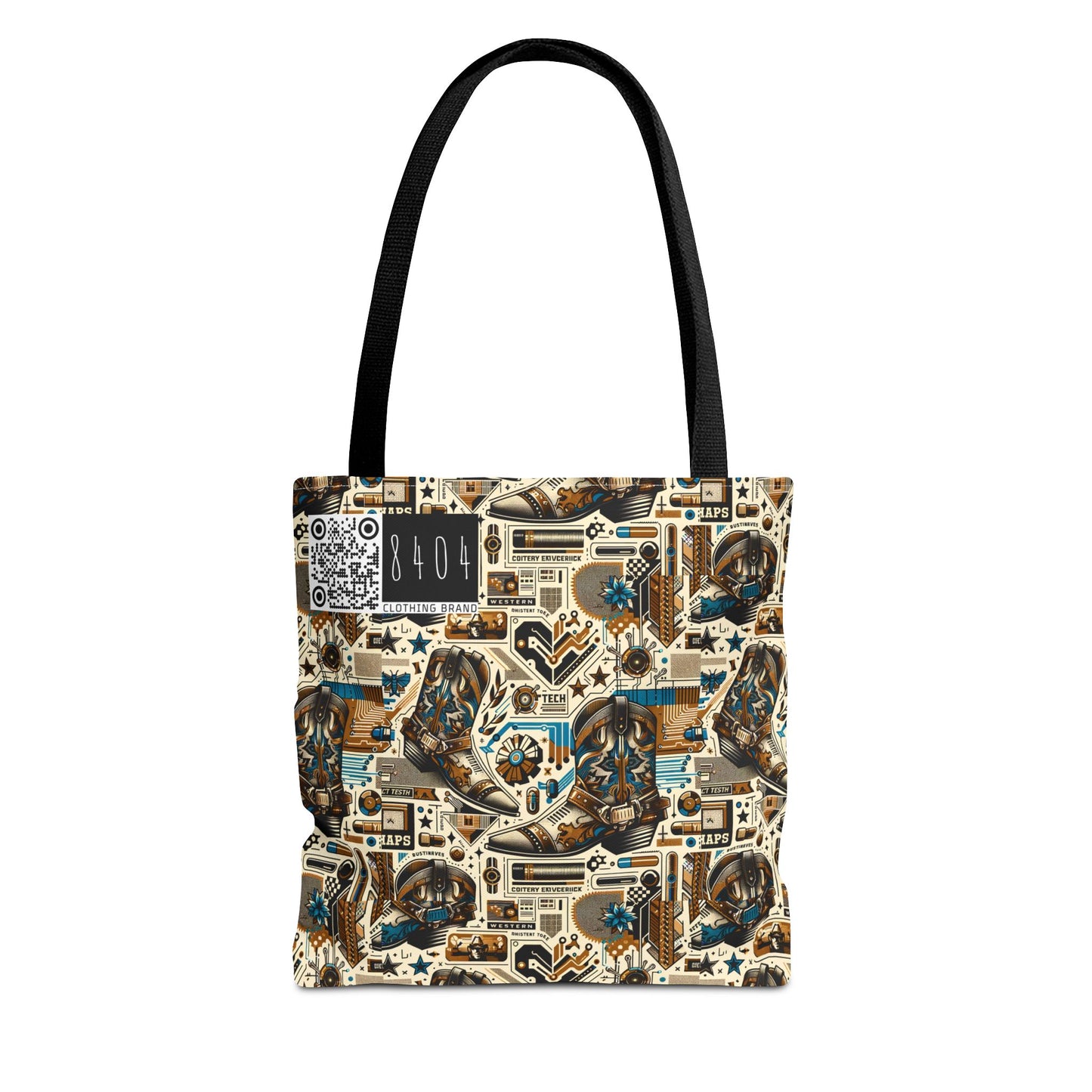 Digital Cowboy Chic Tech-Infused Western Fusion Tote Bag - 8404 Design-45