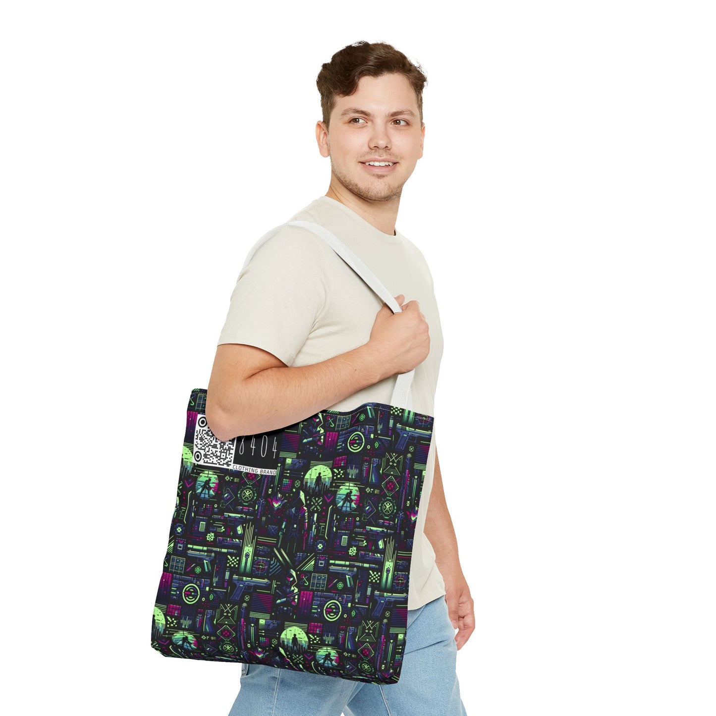 Tech Noir Futuristic Cyberpunk Tote Bag - 8404 Design-63