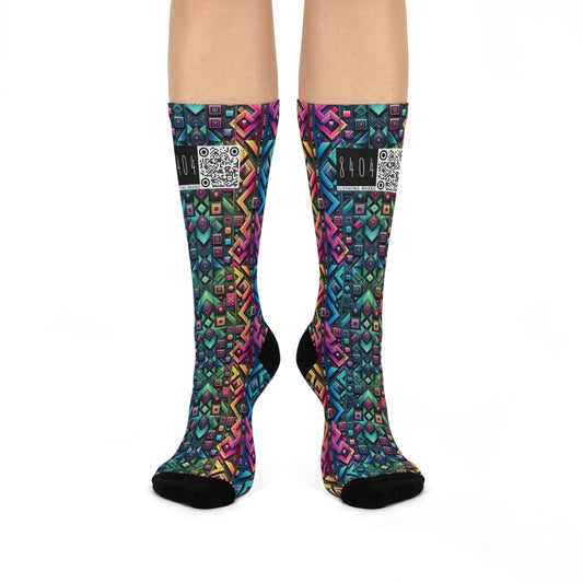 Tech-Inspired Graphics Cyberpunk Cool Cushioned Crew Socks - 8404 Design-58