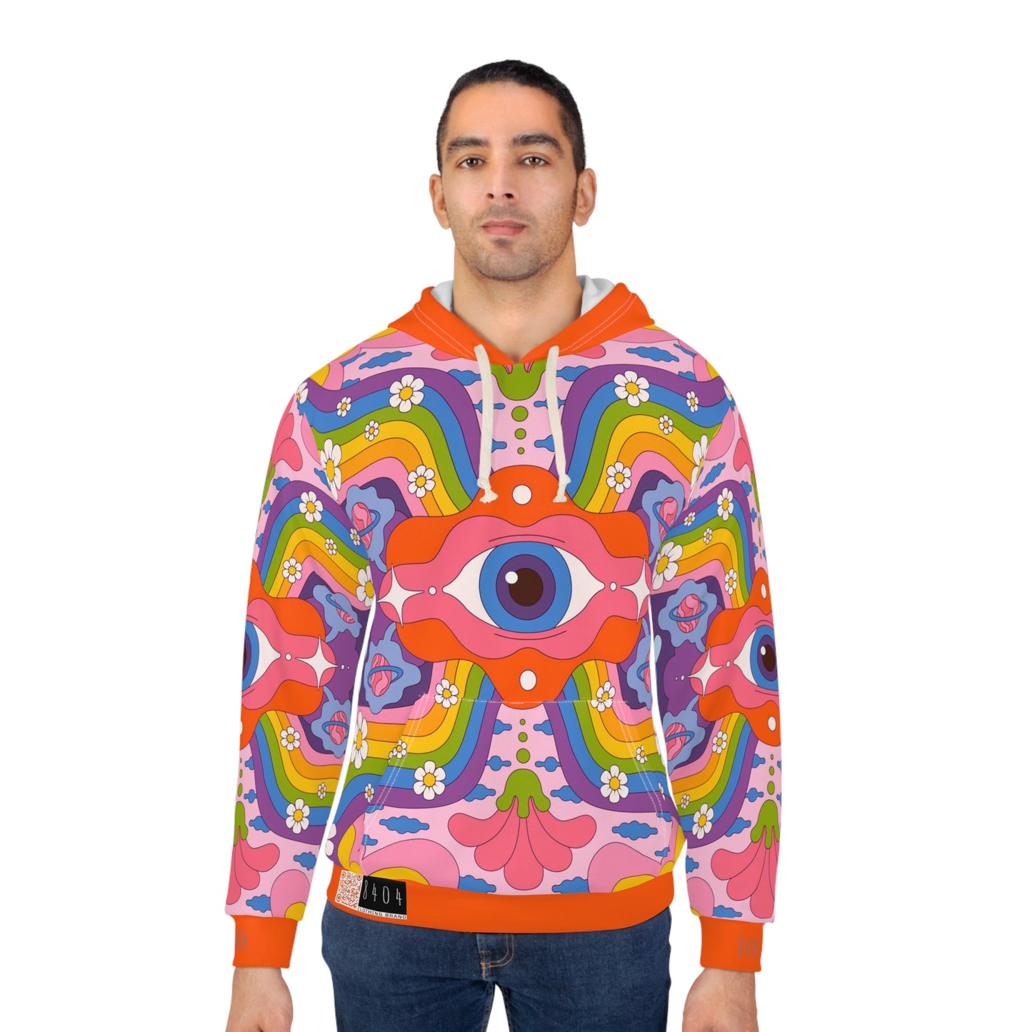 8404's Unisex Adult "the Eye of Trance in Orange" Fashion Pullover Hoodie