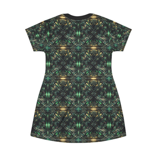 Tech Noir Graphics Tech-Inspired Streetwear T-Shirt Dress - 8404 Design-56