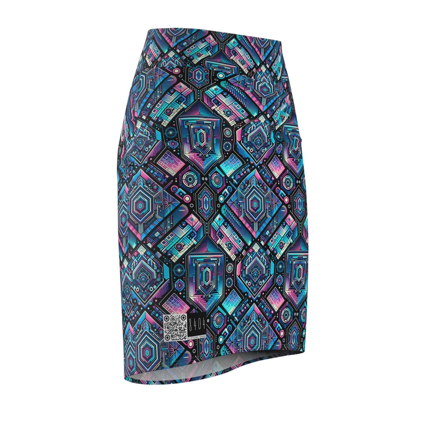Digital Dreamland Futuristic Tech Aesthetic Women's Pencil Skirt - 8404 Design-46