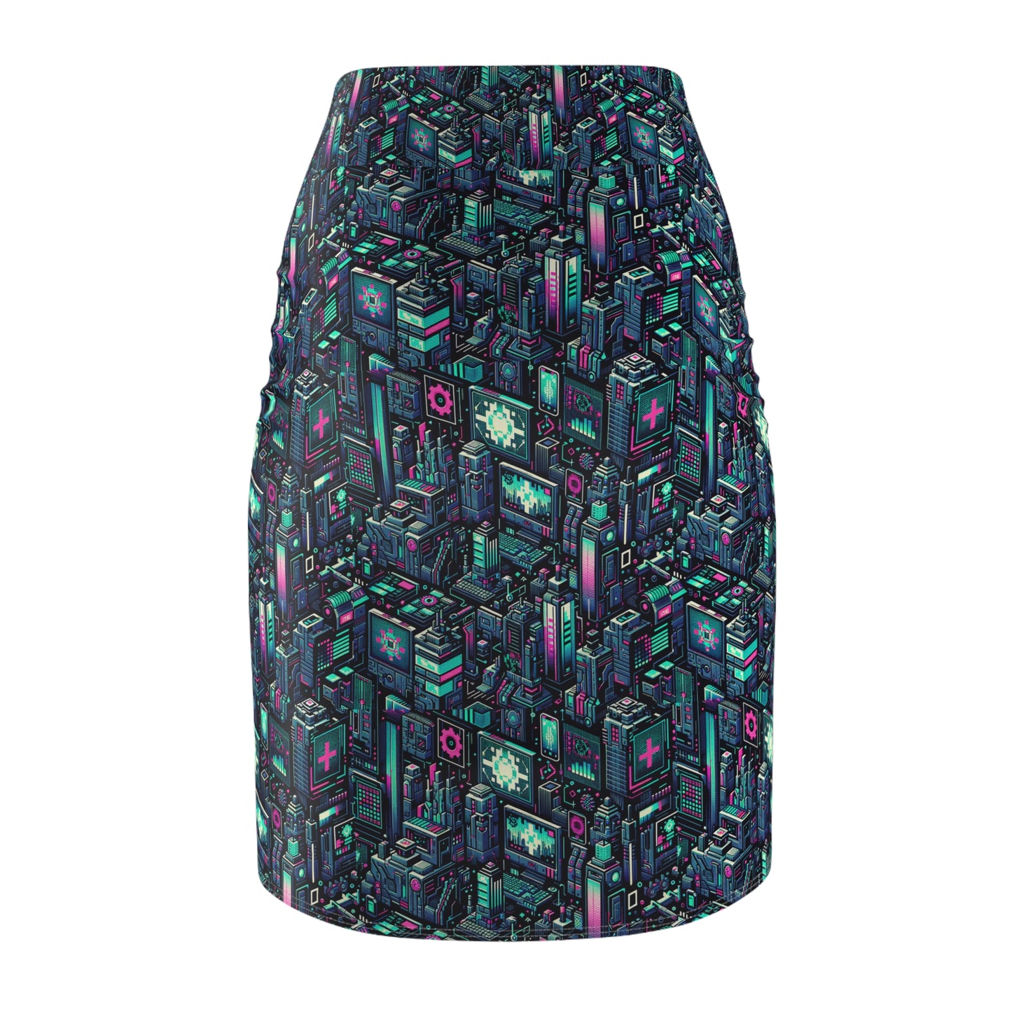 Digital Rebellion Tech-Inspired Streetwear Women's Pencil Skirt - 8404 Design-58