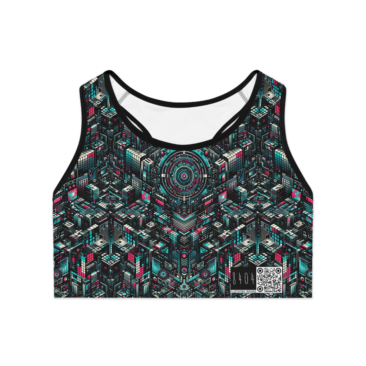 Digital Rebellion Tech-Inspired Streetwear Sports Bra - 8404 Design-54