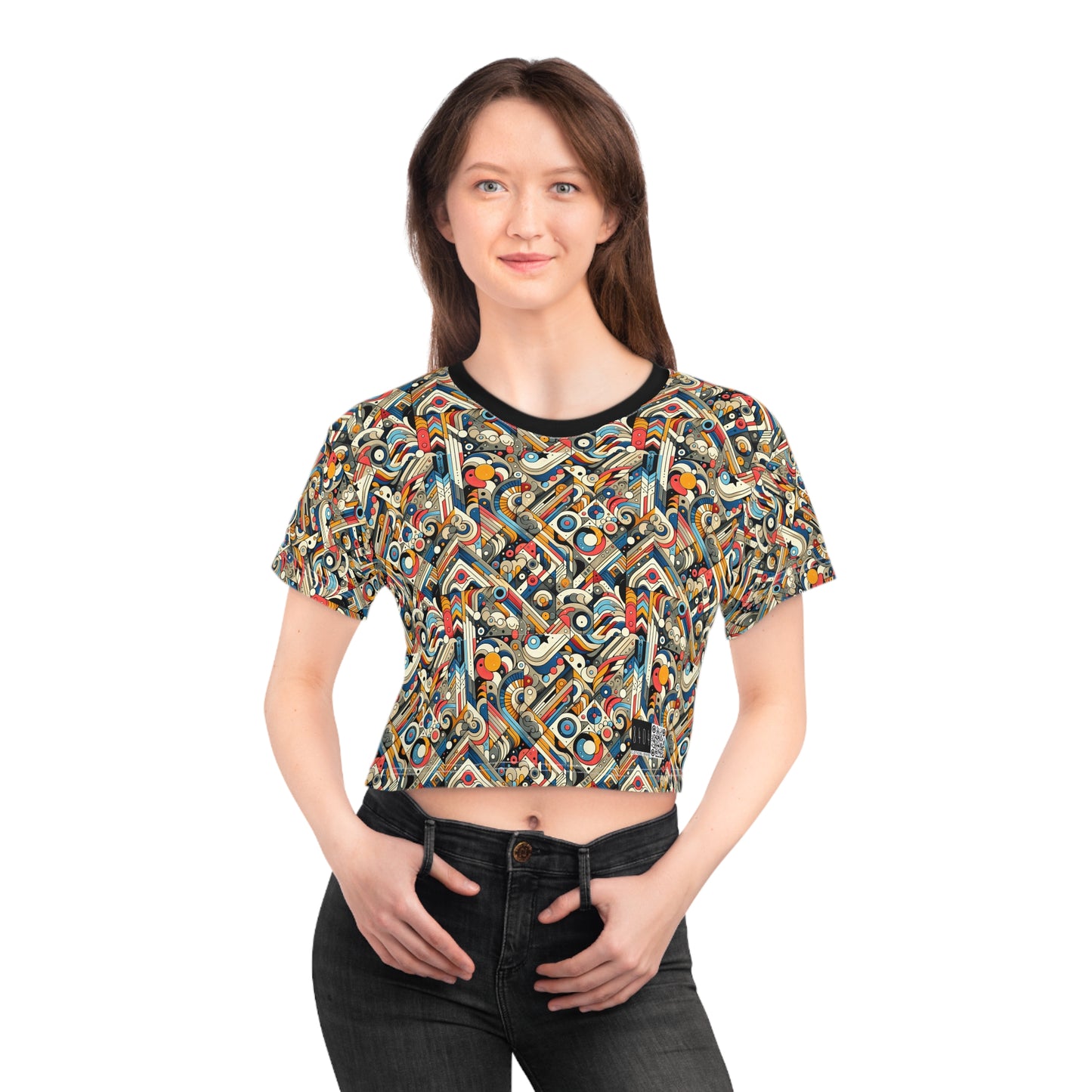 Abstract Graphic Art Modern Artistic Expression Crop Tee - 8404 Design-62