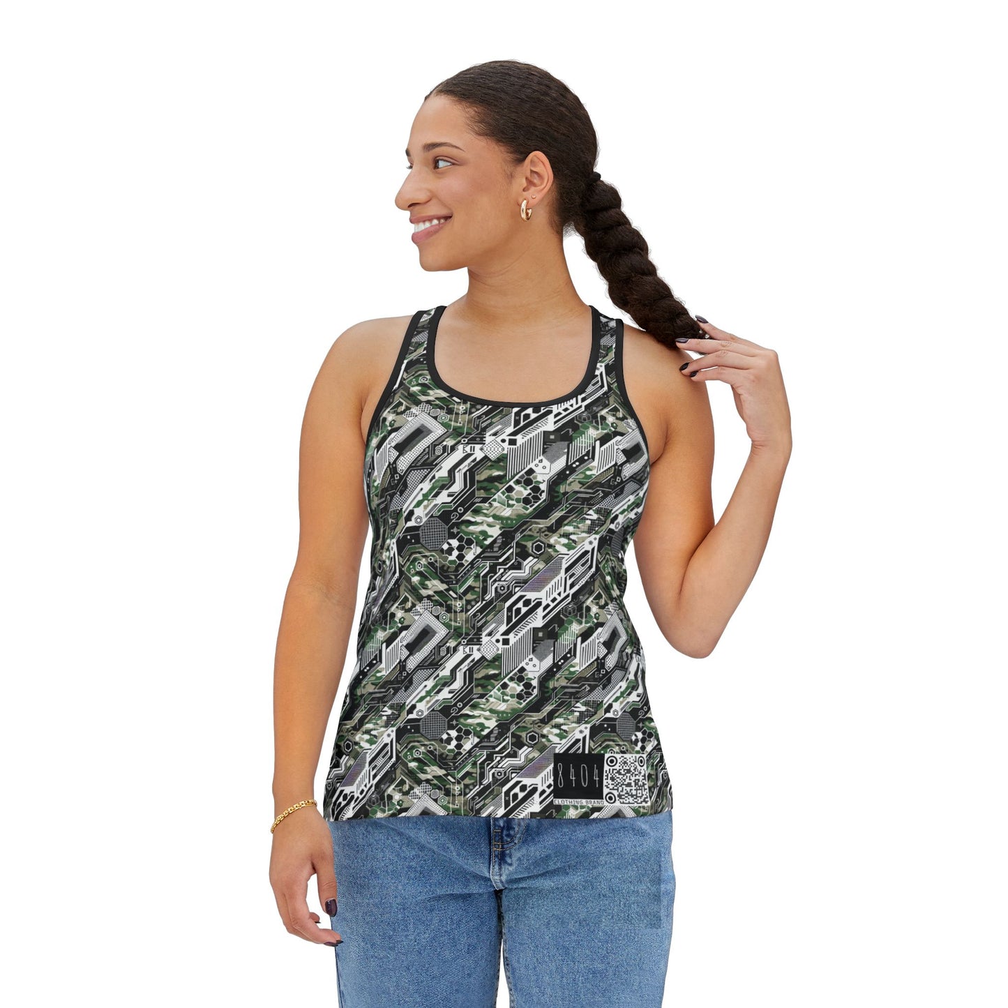 Tech Camo Fusion Tech-Forward Streetwear With a Futuristic Edge Women's Tank Top - 8404 Design-46