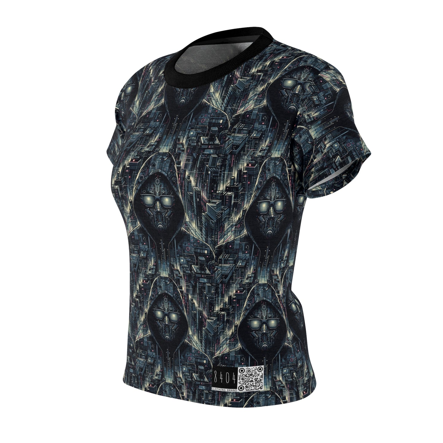 Tech Noir Aesthetics Sleek Tech Streetwear Women's Cut & Sew Tee - 8404 Design-56