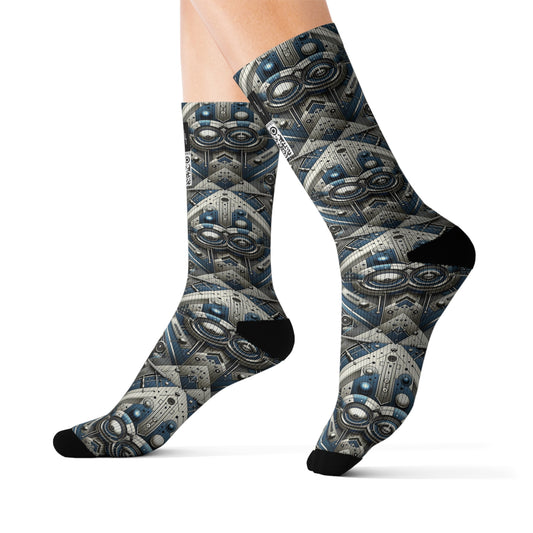 Tech Utility Fusion Tech-Forward Utility With a Futuristic Edge Sublimation Socks - 8404 Design-63