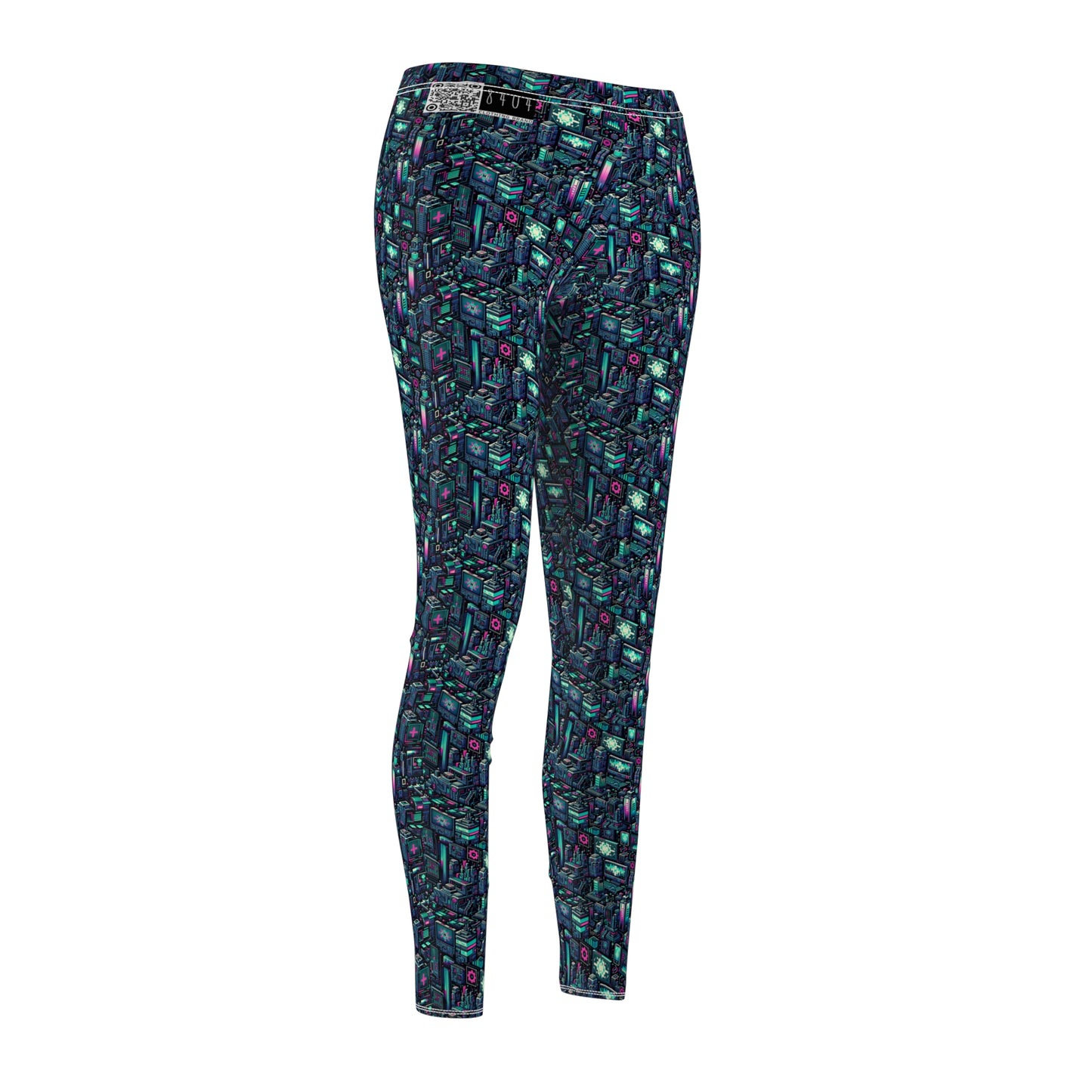 Digital Rebellion Tech-Inspired Streetwear Women's Cut & Sew Casual Leggings - 8404 Design-58