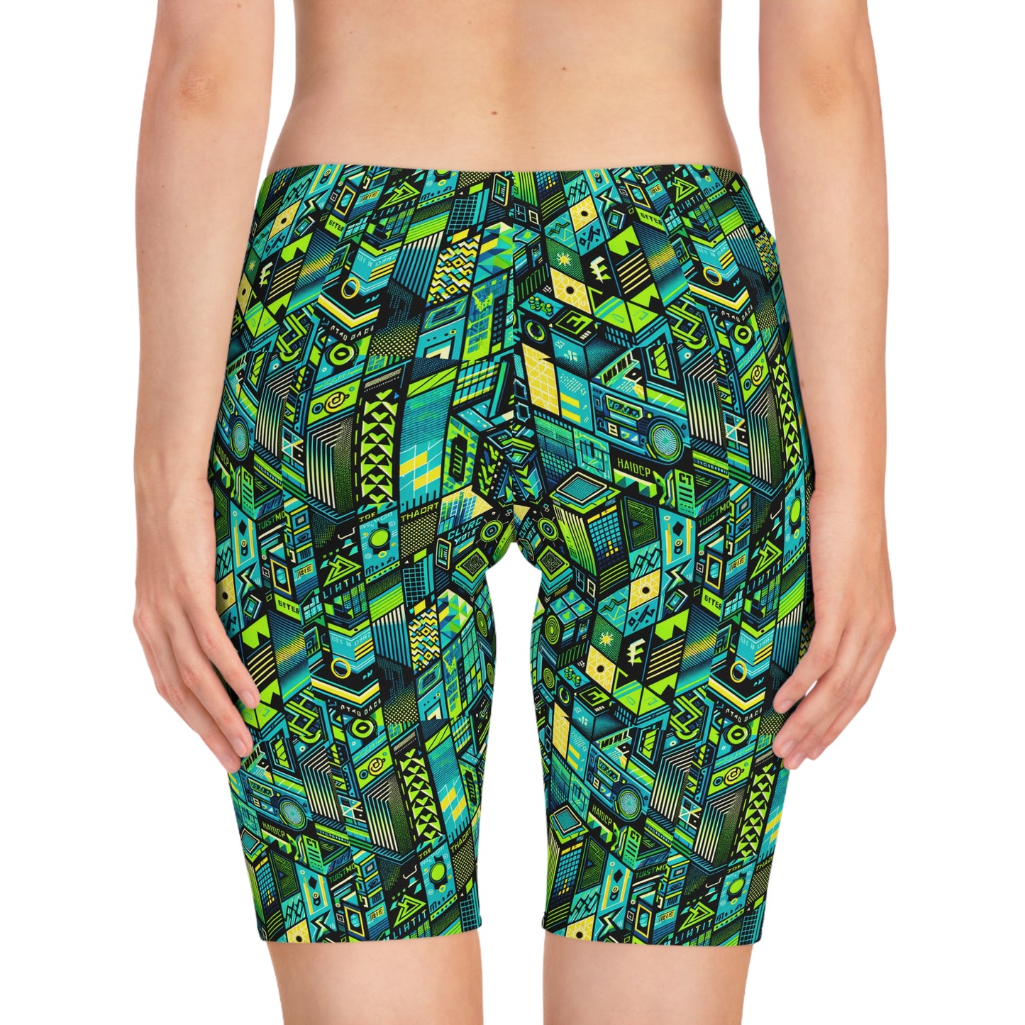 Tech-Infused Neon Tech-Forward Streetwear Women's Bike Shorts - 8404 Design-61