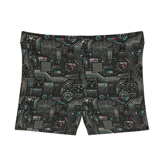 Tech Noir Aesthetics Sleek Tech Streetwear Women's Shorts - 8404 Design-52
