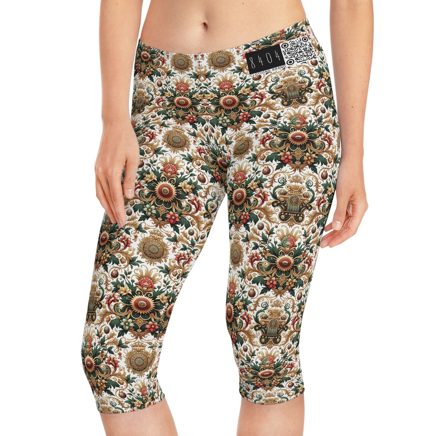 Monogram Madness Luxurious Streetwear Women's Capri Leggings - 8404 Design-68